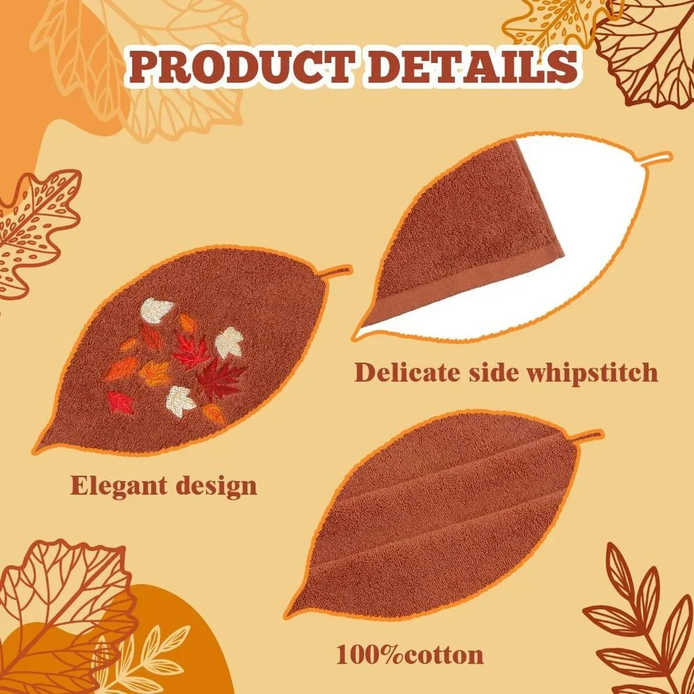 2 Pack Autumn Leaves Hand Towels - Premium Cotton for Stylish Fall Decor